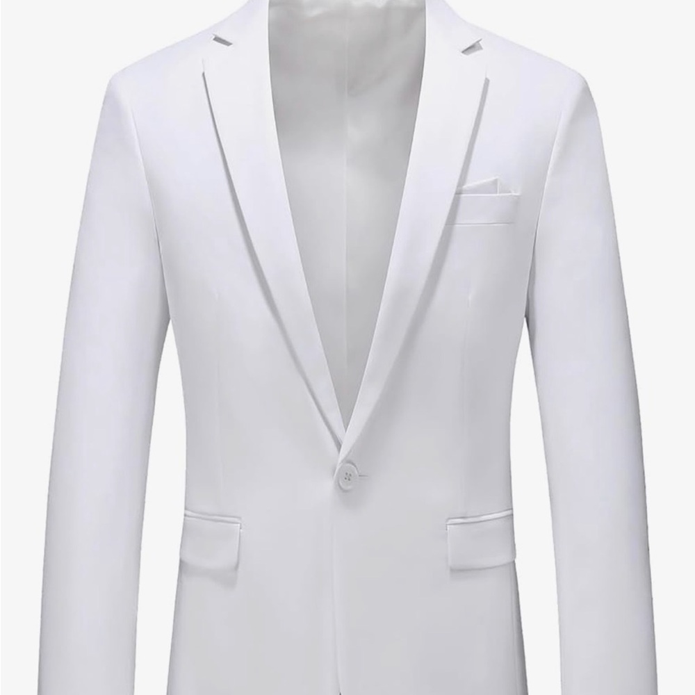Amazon White Single-Button Notch Lapel Blazer